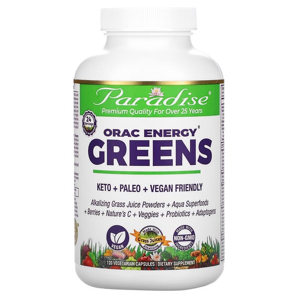 Paradise Herbs, ORAC Energy Greens, 120 Vegetarian Capsules