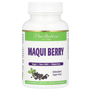 Paradise Herbs, Baya de maqui, 60 cápsulas vegetales (400 mg por cápsula)