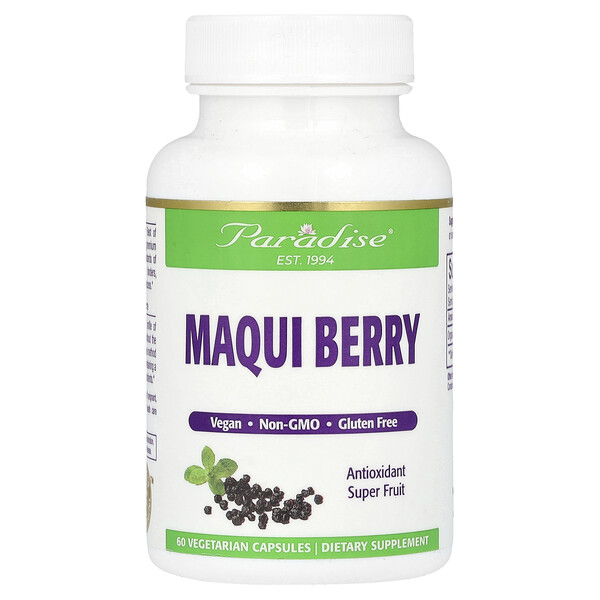 Paradise Herbs Maqui Berry, 60 Vegetarian Capsules (400 mg per Capsule)
