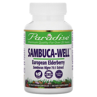 Paradise Herbs, Sambuca-Well，欧洲接骨木果，250 毫克，60 粒素食胶囊