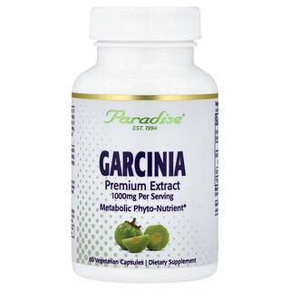 Paradise Herbs, Garcinia Premium-ekstrakt, 60 vegetariske kapsler (500 mg pr. kapsel)