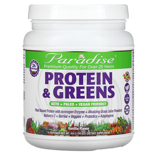 Paradise Herbs, белок и зелень, с ванильным вкусом, 454 г (16 унций)