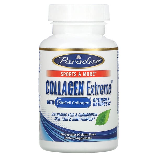Paradise Herbs, Collagen Extreme с коллагеном BioCell, OptiMSM и натруальным витамином C, 60 капсул