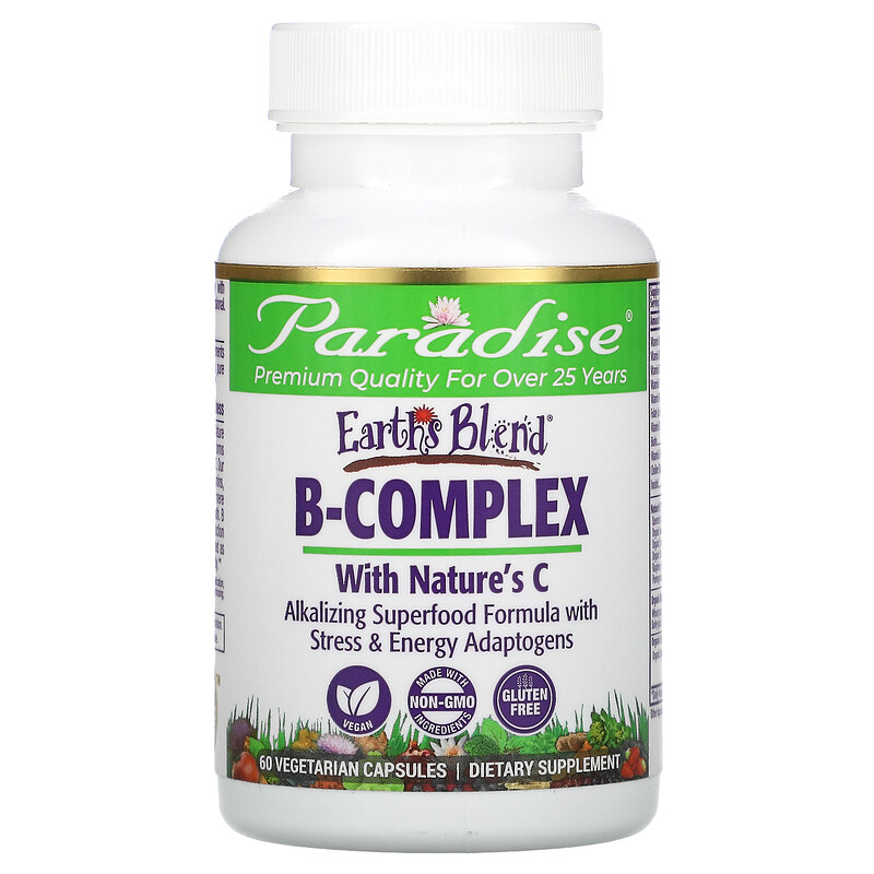 Paradise Herbs, Earth's Blend, B-Complex With Nature's C, 60 Vegetarian ...