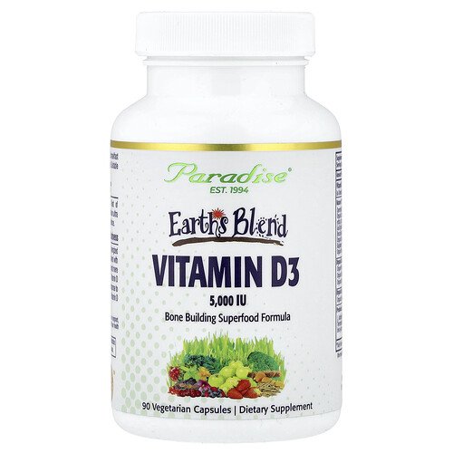 Paradise Herbs, Earth's Blend®, Vitamin D3, 90 pflanzliche Kapseln