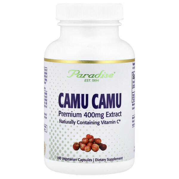 Paradise Herbs Camu Camu Premium Extract, 400 mg, 180 Vegetarian Capsules