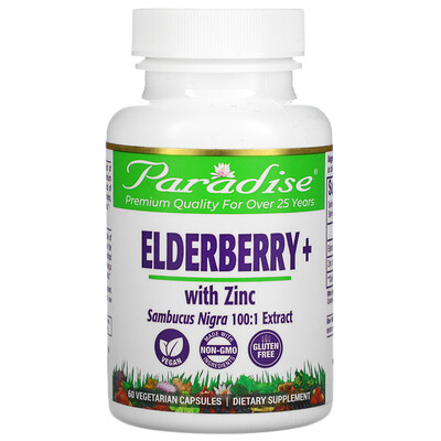 

Paradise Herbs Earth's Blend Elderberry+ with Zinc 60 Vegetarian Capsules