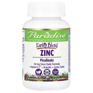 Paradise Herbs, Earth's Blend, Zinc Picolinate, 30 mg, 90 Vegetarian Capsules