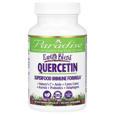 Paradise Herbs, Earth's Blend, Quercetina, Fórmula inmunitaria con superalimentos, 90 cápsulas vegetales