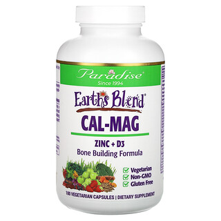 Paradise Herbs, Earth's Blend, Cal-Mag Zink + D3, 180 vegetarische capsules