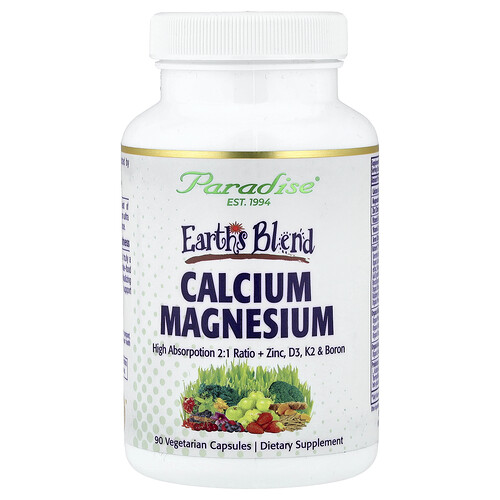Paradise Herbs, Earth's Blend, Calcium Magnesium, 90 Vegetarian Capsules