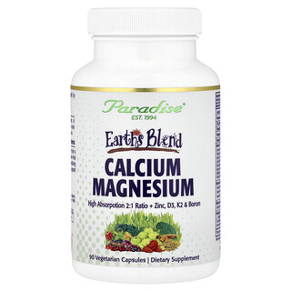 Paradise Herbs, Earth's Blend, Calcio y magnesio, 90 cápsulas vegetales