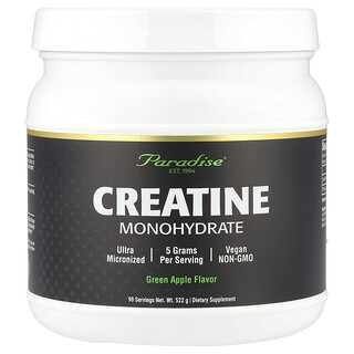 Paradise Herbs, Monohidrato de creatina, Manzana verde, 522 g