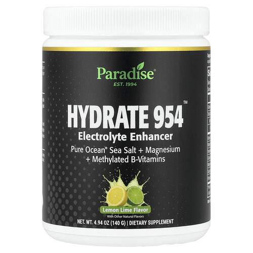 Paradise Herbs Hydrate 954™, Electrolyte Enhancer, Lemon Lime, 4.94 oz (140 g)