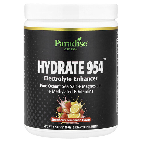 Paradise Herbs Hydrate 954™, Electrolyte Enhancer, Strawberry Lemonade, 4.94 oz (140 g)