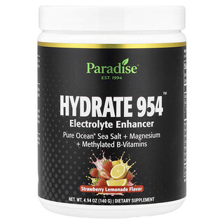 Paradise Herbs, Hydrate 954™, Potenciador de electrolitos, Limonada de fresa, 140 g (4,94 oz)