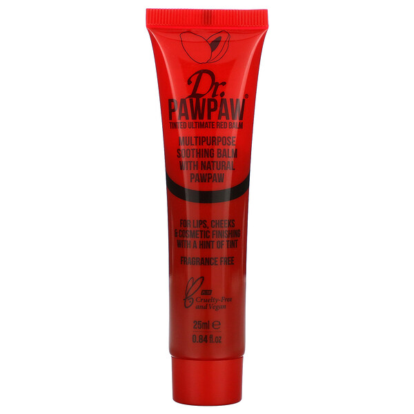 Multipurpose Soothing Balm with Natural PawPaw, Tinted Ultimate Red, 0.84 fl oz (25 ml)