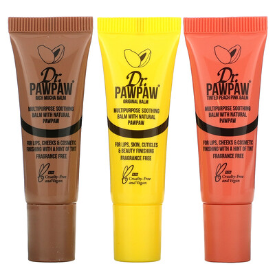 

Dr. PAWPAW, Mini Nude Collection, Multipurpose Balms, Rich Mocha, Original & Peach Pink, 3 Pack