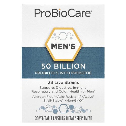 ProBioCare, Men's Probiotics with Prebiotic, 50 Billion, 30 Vegetable Capsules
