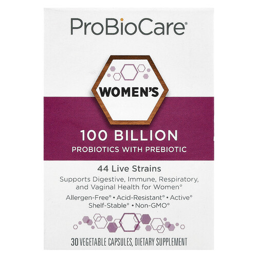 ProBioCare, Women‘s Probiotics With Prebiotic, Probiotika mit Präbiotika für Frauen, 100 Milliarden, 30 pflanzliche Kapseln