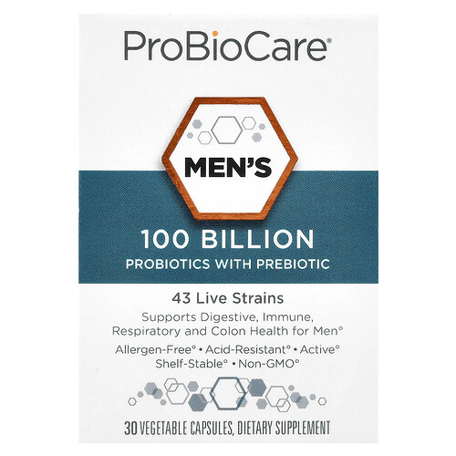 ProBioCare, Men‘s Probiotics with Prebiotic, Probiotika für Männer mit Präbiotikum, 30 pflanzliche Kapseln