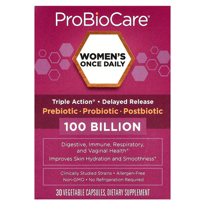 Product Image for ProBioCare, Women's Once Daily Probiotic, 100 Billion, 30 Vegetable Capsules