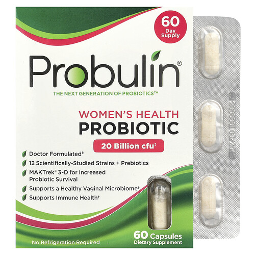 Probulin Women's Health Probiotic, 20 Billion CFU, 60 Capsules