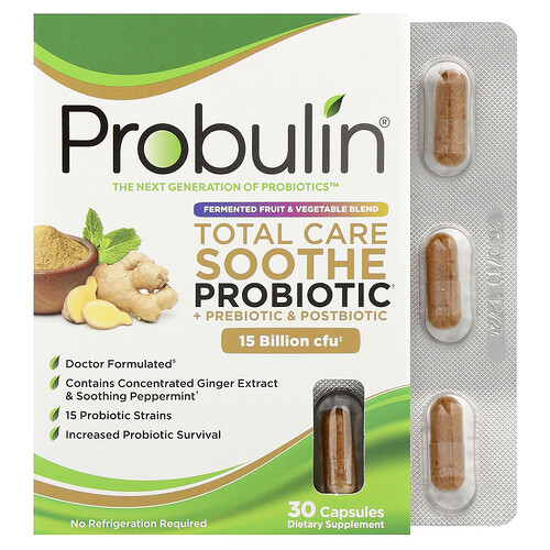 Probulin, Total Care Soothe Probiotic + Prebiotic & Postbiotic, beruhigendes Probiotikum, 30 Kapseln