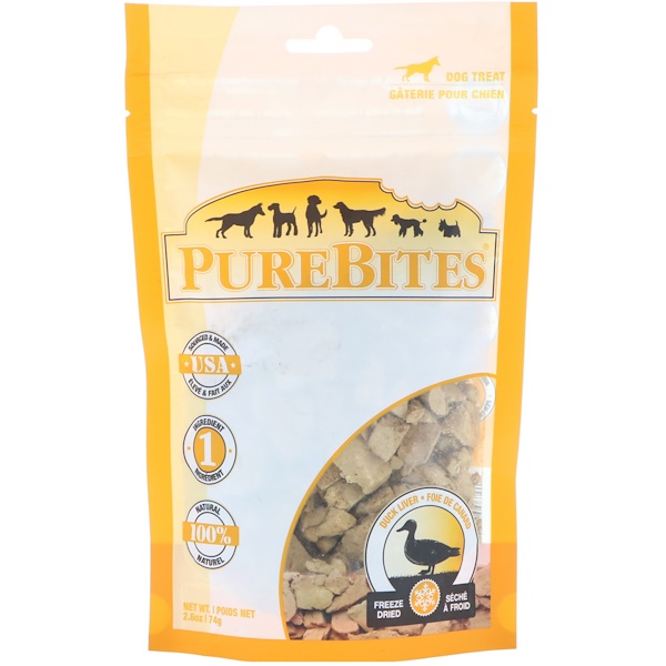Pure Bites, Freeze Dried, Dog Treats, Duck Liver, 2.6 oz (74 g) iHerb