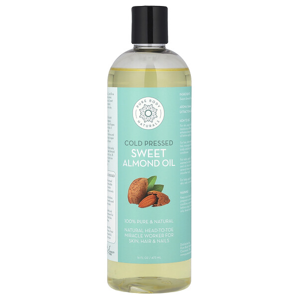 Pure Body Naturals Sweet Almond Oil, 16 fl oz (473 ml)