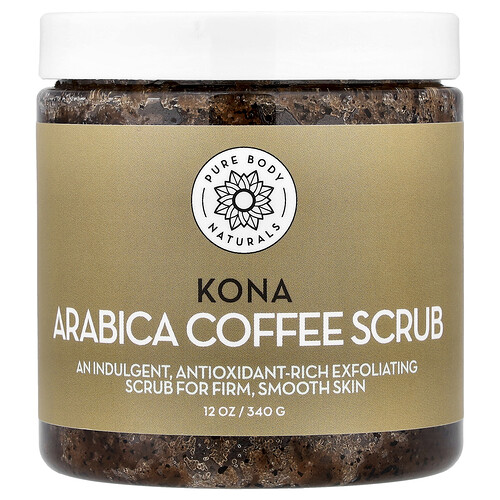 Pure Body Naturals Kona Arabica Coffee Scrub , 12 oz (340 g)