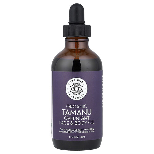 Pure Body Naturals, Organic Tamanu Overnight Face & Body Oil, 4 fl oz (118 ml)