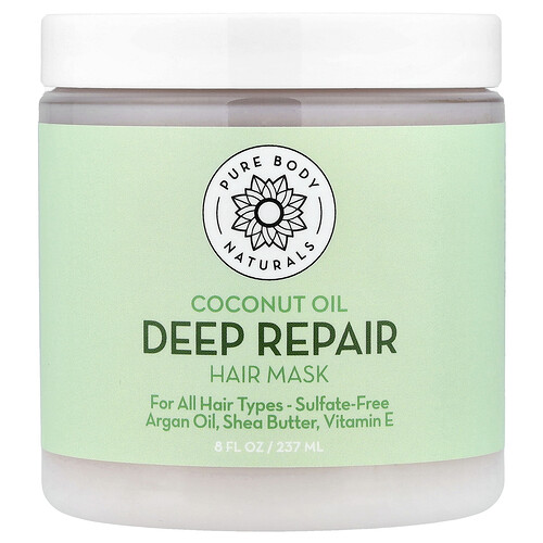 Pure Body Naturals, Coconut Oil Deep Repair Hair Mask, 8 fl oz (237 ml)