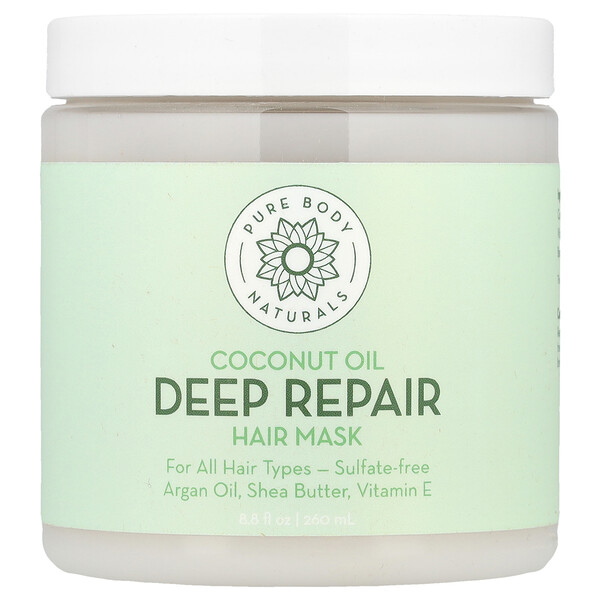 Pure Body Naturals Coconut Oil Deep Repair Hair Mask, 8.8 fl oz (260 ml)