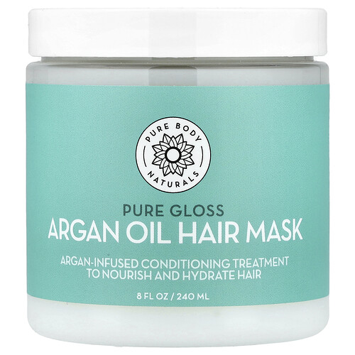 Pure Body Naturals Argan Oil Hair Mask, Pure Gloss , 8 fl oz (240 ml)