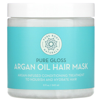 Pure Body Naturals Маска для волос с аргановым маслом, чистый блеск, 240 мл (8 жидк. Унций)
