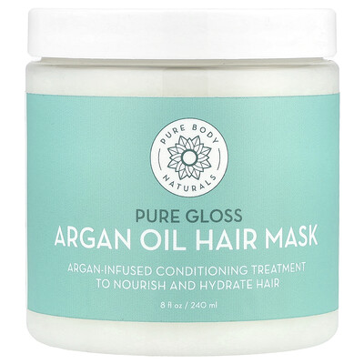 Photos - Hair Product Pure Body Naturals, Argan Oil Hair Mask,  Gloss , 8 fl oz  PBY-00767 (240 ml)