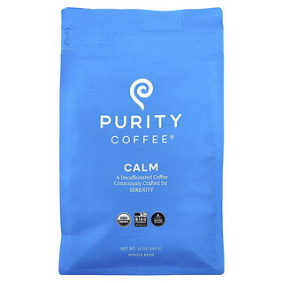 Purity Coffee, Kalm, hele bonen, cafeïnevrij, 12 oz (340 g)