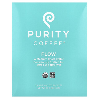 Purity Coffee, Flow, Sachets, Medium Roast, 5 Sachets, 0.45 oz (13 g) Each