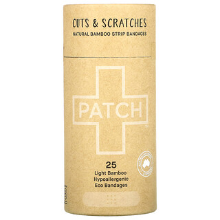 Patch, Natural Bamboo Strip Bandages, Cuts & Scratches, Light, 25 Eco Bandages