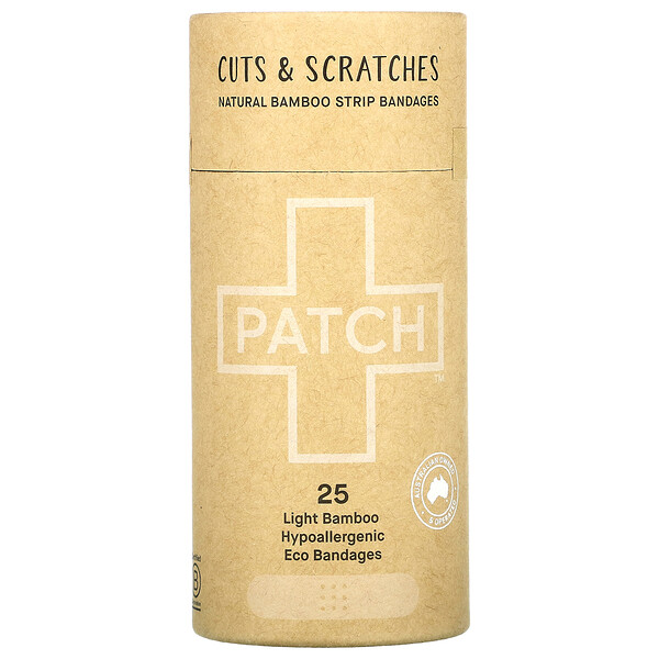 Patch, 天然竹ばんそうこう、切り傷＆すり傷に、ライトベージュ、エコばんそうこう25枚