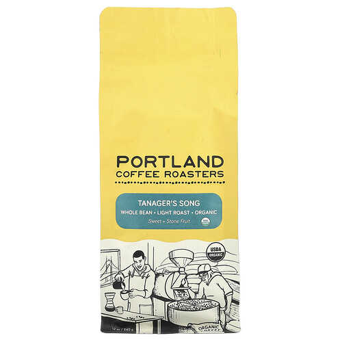 Portland Coffee Roasters Organic Coffee, Whole Bean, Light Roast, Tanager's Song, 12 oz (340 g)