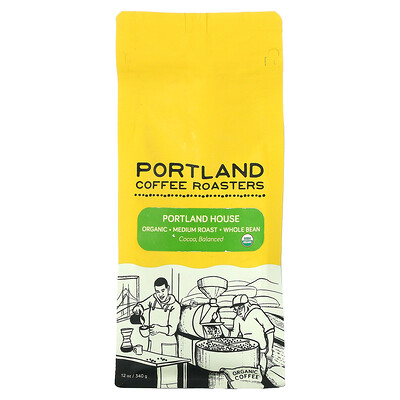 Portland Coffee Roasters Органический кофе, цельные зерна, средней обжарки, Portland House, 340 г (12 унций)