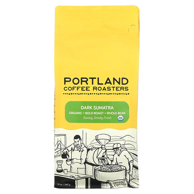 Portland Coffee Roasters Органический кофе, цельные зерна, жирной обжарки, темная суматра, 340 г (12 унций)