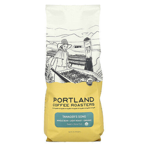 Portland Coffee Roasters Organic Coffee, Whole Bean, Light Roast, Tanager's Song, 2 lbs (907 g)