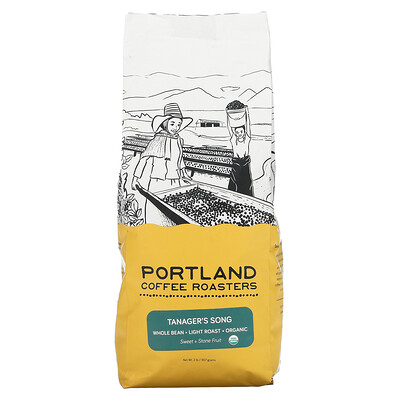 Portland Coffee Roasters Органический кофе, цельные зерна, легкая обжарка, песня Танагера, 907 г (2 фунта)