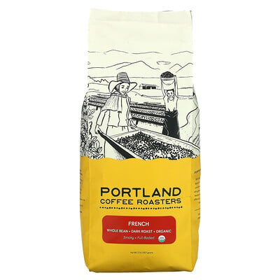 Portland Coffee Roasters Органический кофе, цельные зерна, темная обжарка, французский, 907 г (2 фунта)