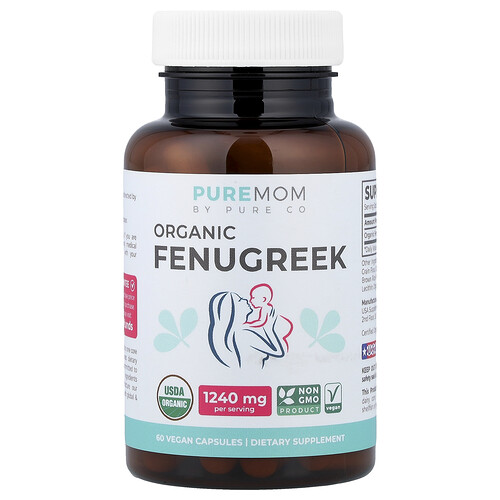 Pure Co., Pure Mom, Organic Fenugreek, 60 Vegan Capsules (620 mg per Capsule)