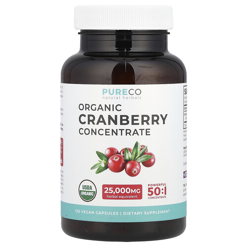 Pure Co., Organic Cranberry Concentrate, Bio-Cranberry-Konzentrat, 500 mg, 120 vegane Kapseln