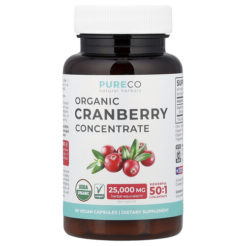 Pure Co., Bio-Cranberry-Konzentrat, 60 vegane Kapseln (500 mg pro Kapsel)